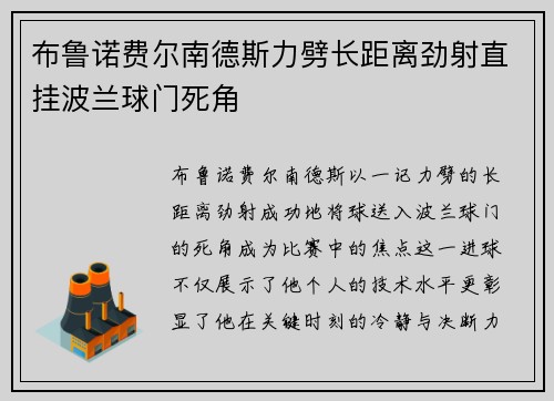 布鲁诺费尔南德斯力劈长距离劲射直挂波兰球门死角